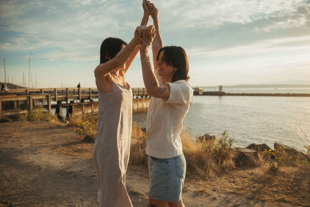 Seattle sunset proposal, Golden Gardens, Seattle, queer couple,  engagement photography, lgbtq photography, proposal photography