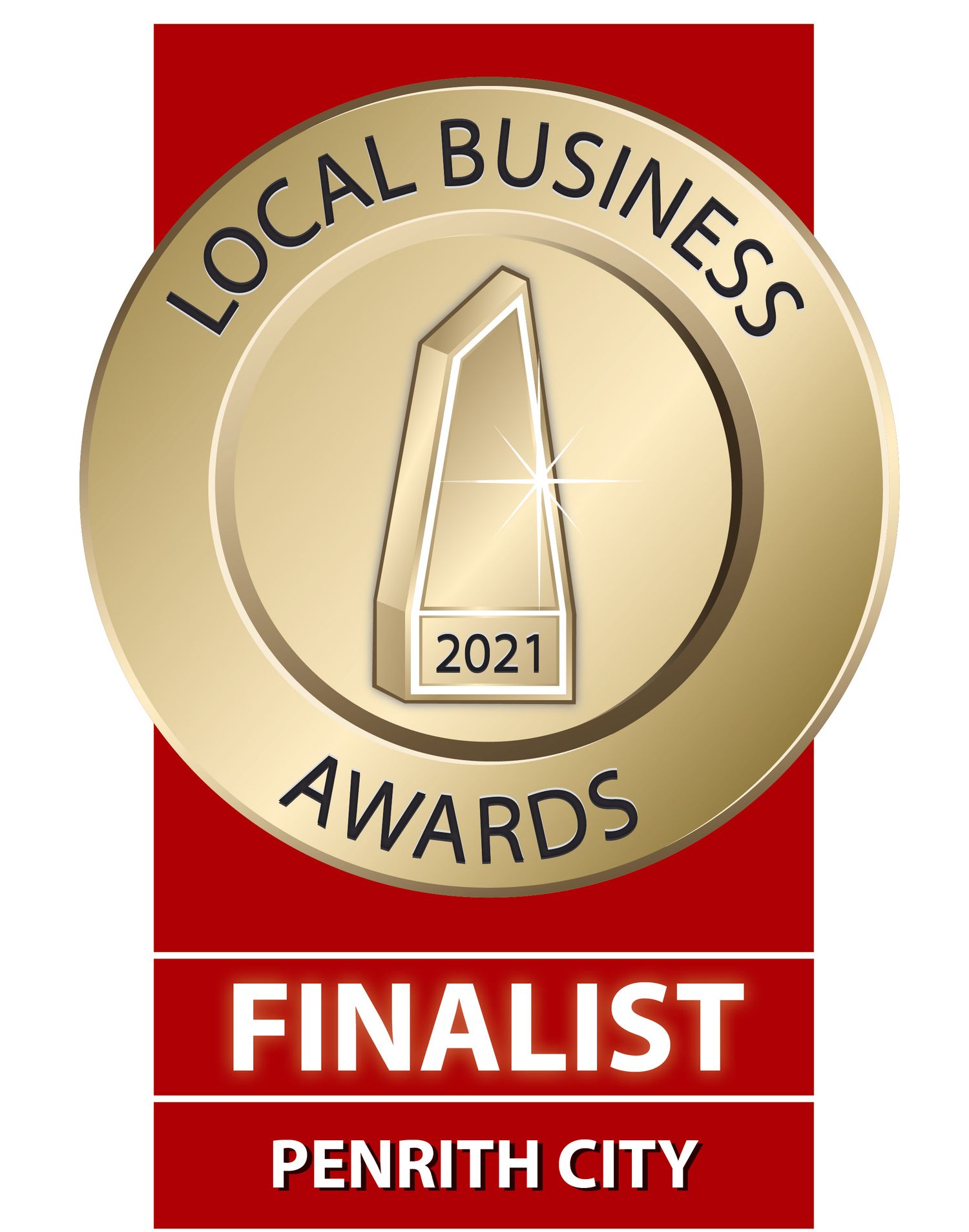 Gold medallion design for Penrith City Local Business Awards Finalist 2021.