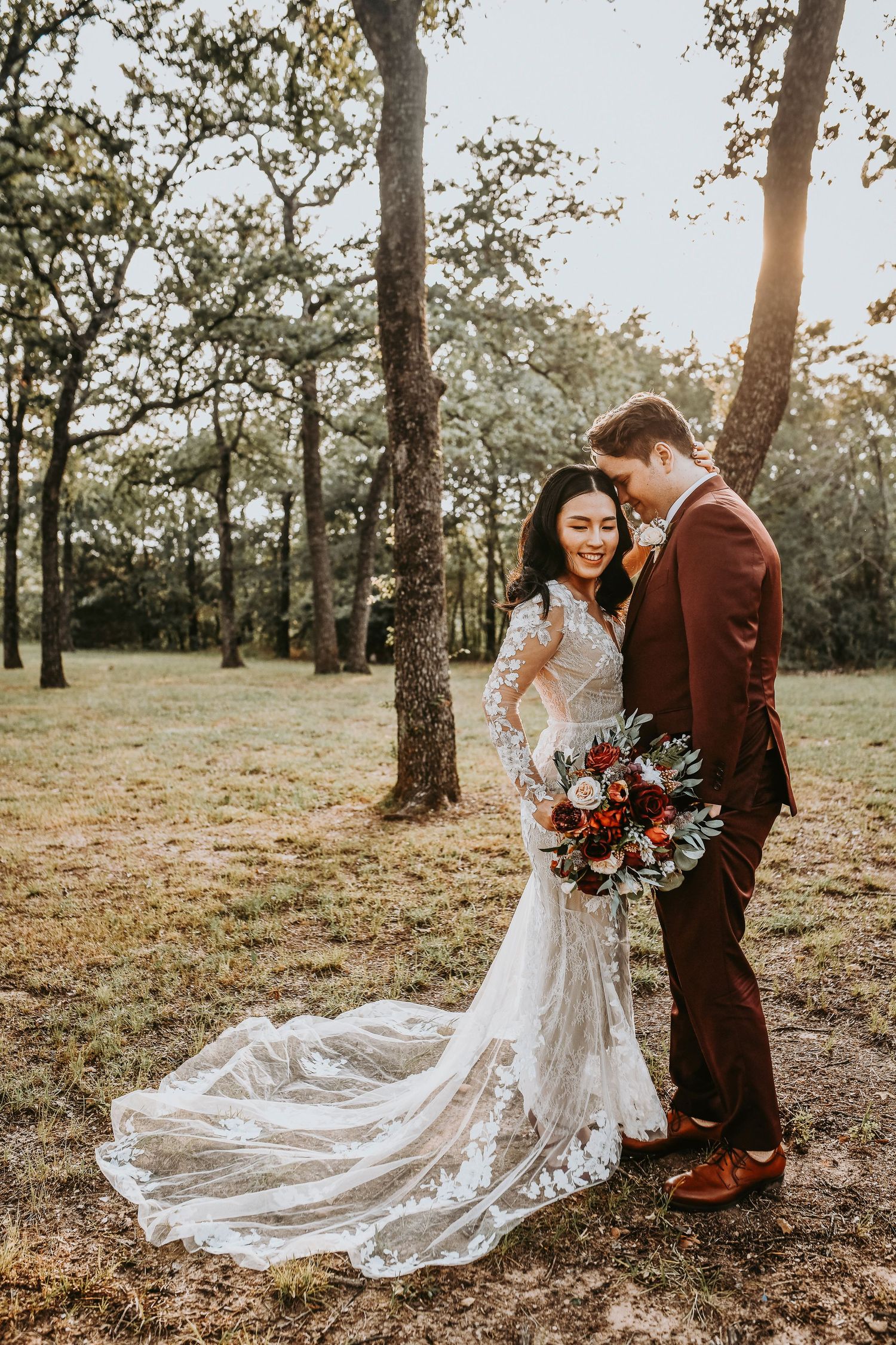 Bride framed by natural light at Bentley Station in Lake Dallas