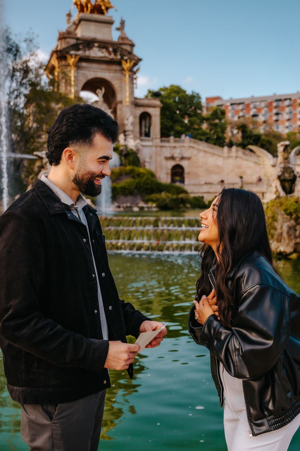 Candid laughter after Christian’s romantic proposal.