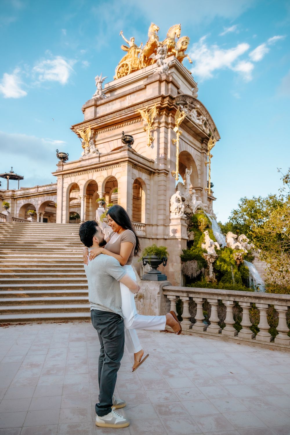 Golden light highlighting Christian & Luz’s proposal moment.