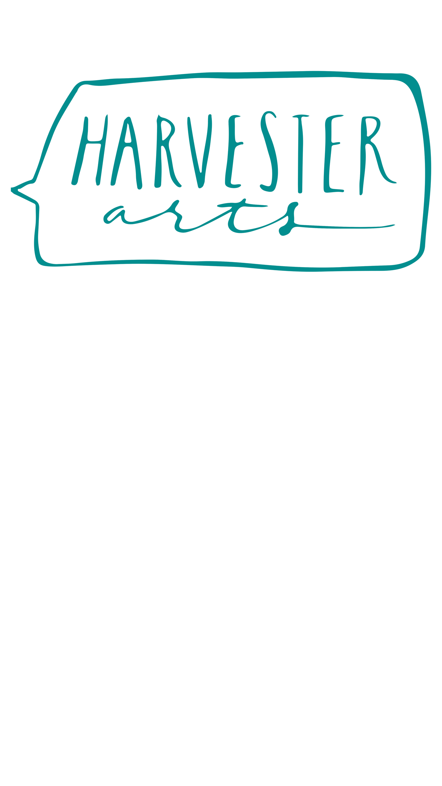 Handwritten diagram showing harvester parts and connections with arrows and text labels in blue ink.