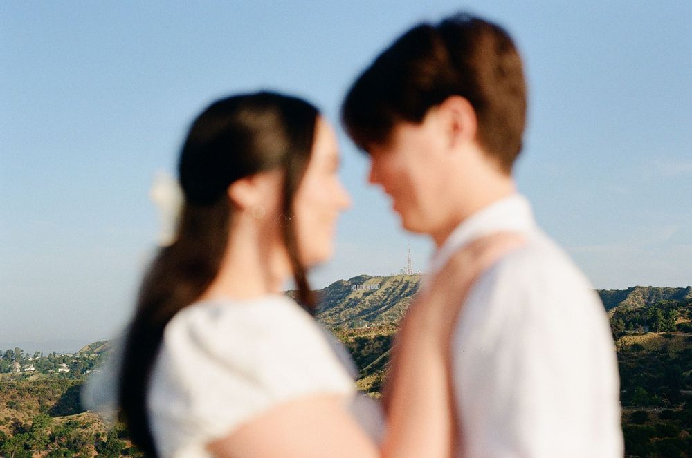 Artistic blur and movement during a Griffith Observatory engagement shoot, captured on 35mm film by a Charlotte North Carolina photographer.