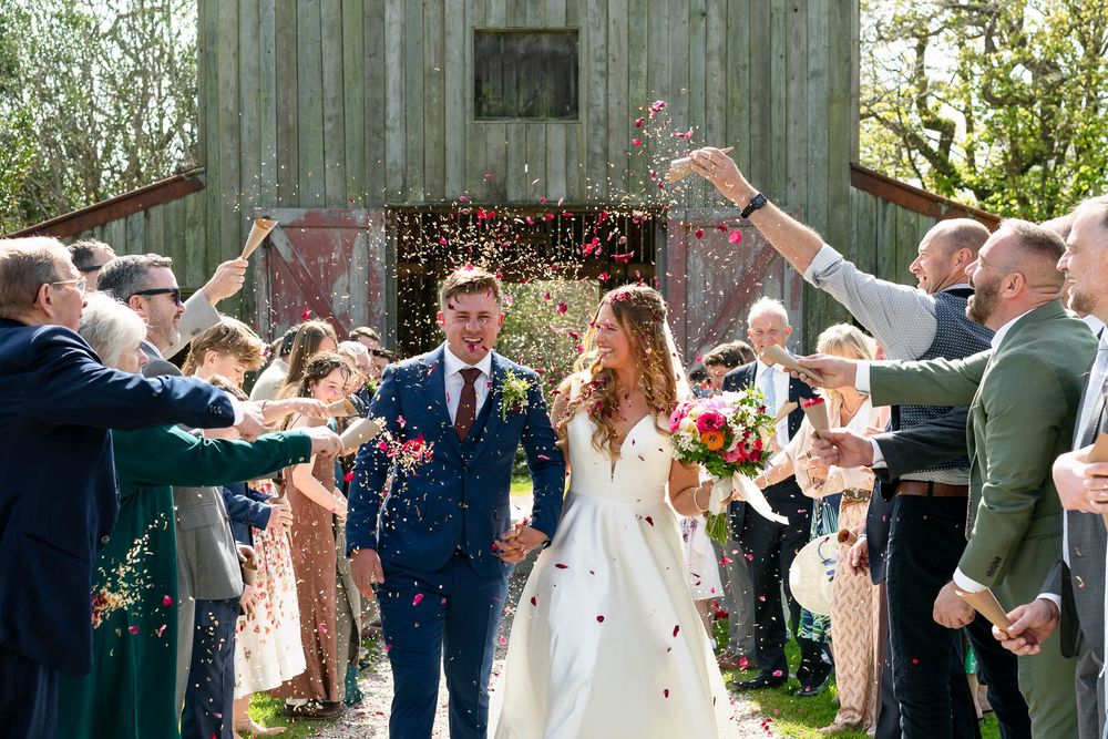Confetti Bride and Groom Cornwall Wedding