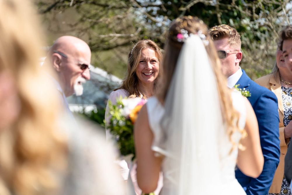 Brides Mum looking happy at Nancarrow Farm Truro