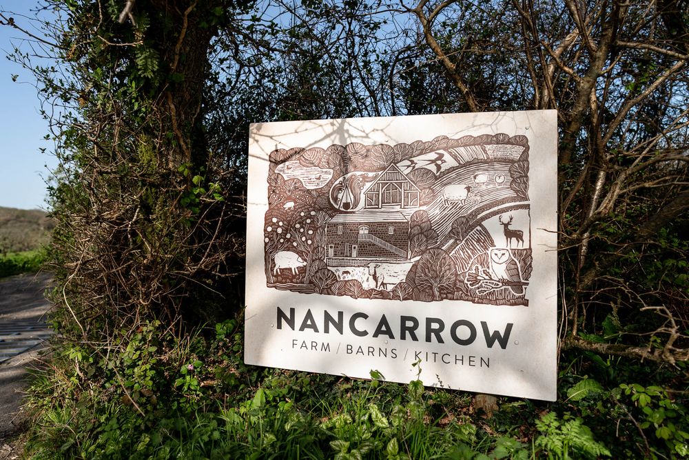 Nancarrow Farm sign at the entrance to this stunning Cornish Wedding venue