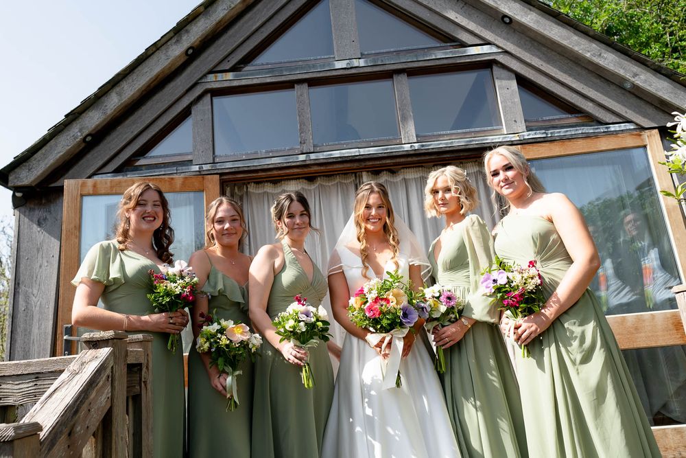 Bride and bridesmaids at Nancarrow Farm Wedding Cornwall