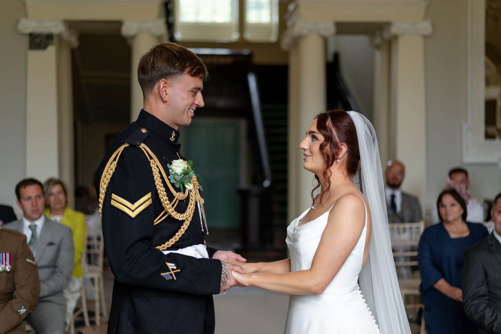 Close up of Bride and Groom at romantic Wedding at Crowcombe Court.