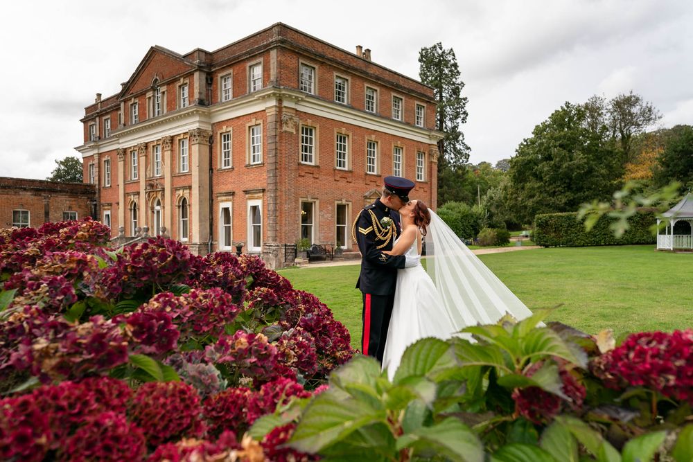 Classical Wedding photography of Bride and Groom outside Crowcome Court.