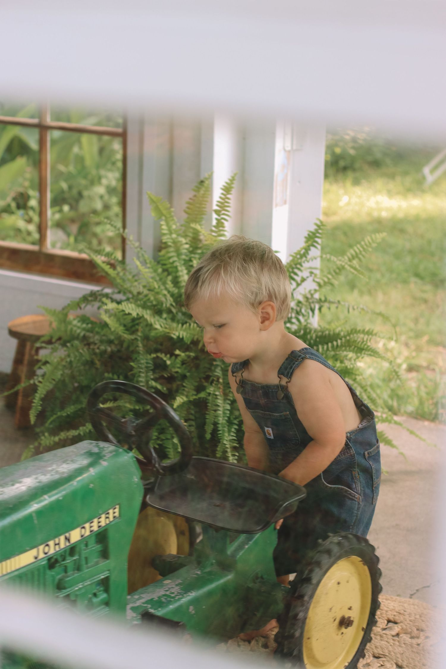 little boy with tractor