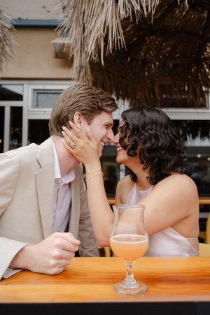 Recreating first date for engagement session in OB San Diego CA. Pizza and beer