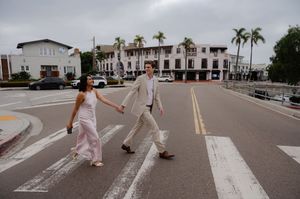 Engagement session near the beach in La Jolla, crosswalk in La Jolla CA