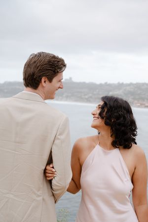 Engagement session near the beach in La Jolla, trail side engagement session