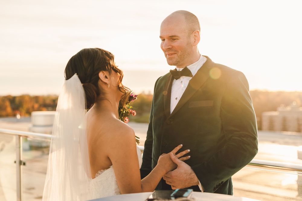 Wedding at Top of the Town in Arlington, VA. Photographed by Joey Rushfield of the DMV area.