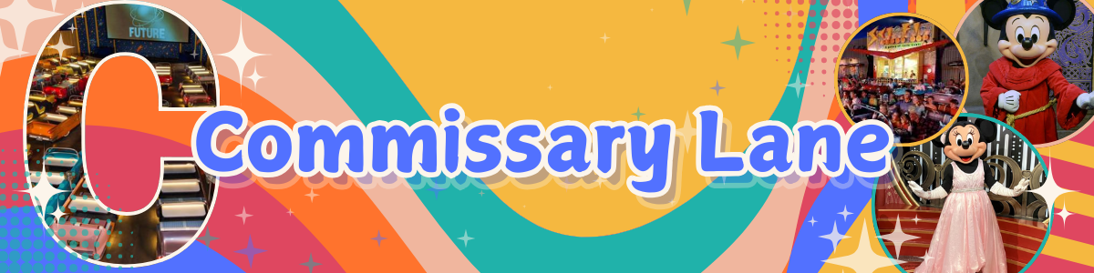 Colorful retro-style banner design for Commissary Lane restaurant.