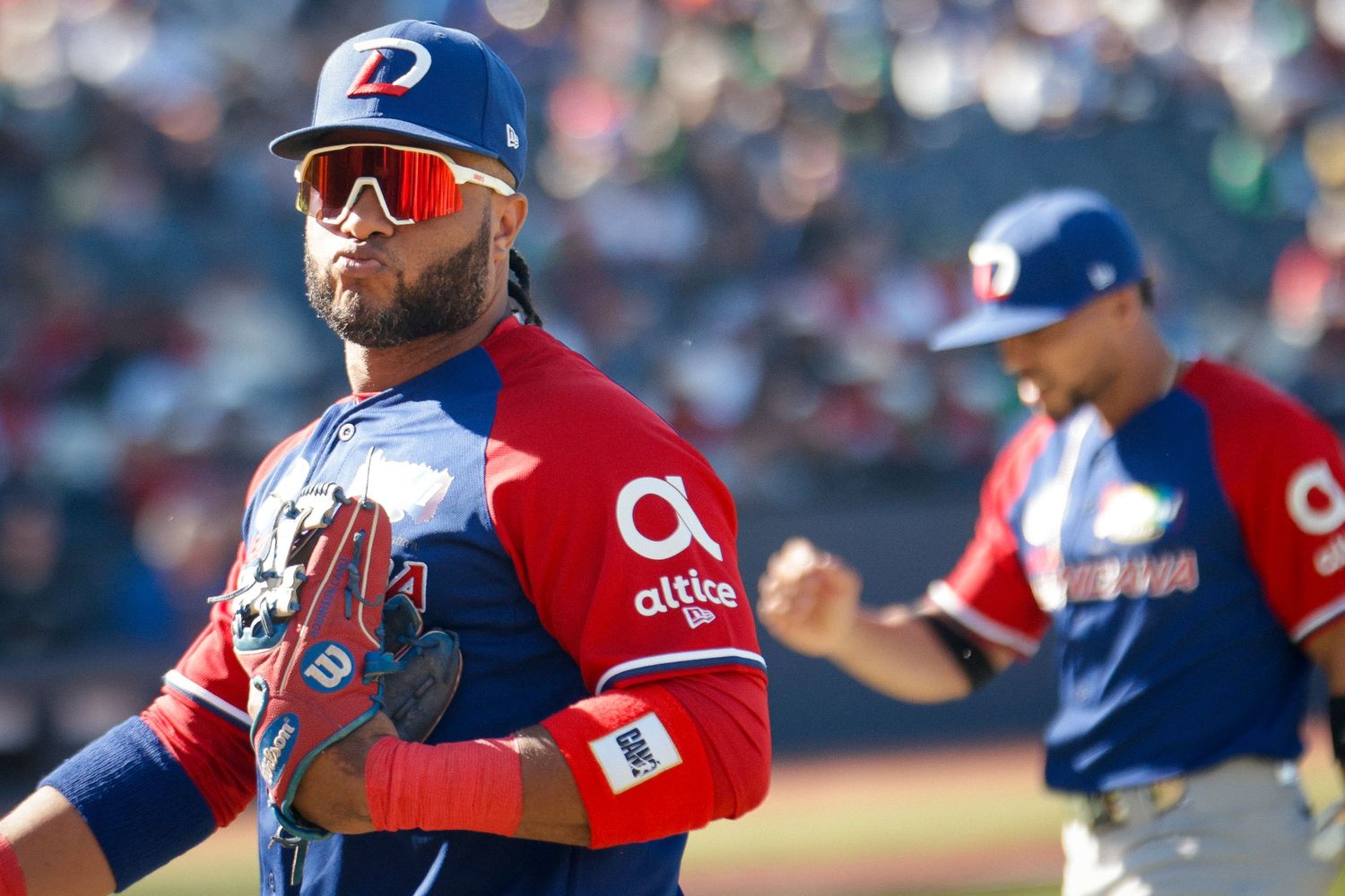 Robinson Cano, second baseman of the Dominican Republic team, during the 2025 Caribbean Series in Mexicali.