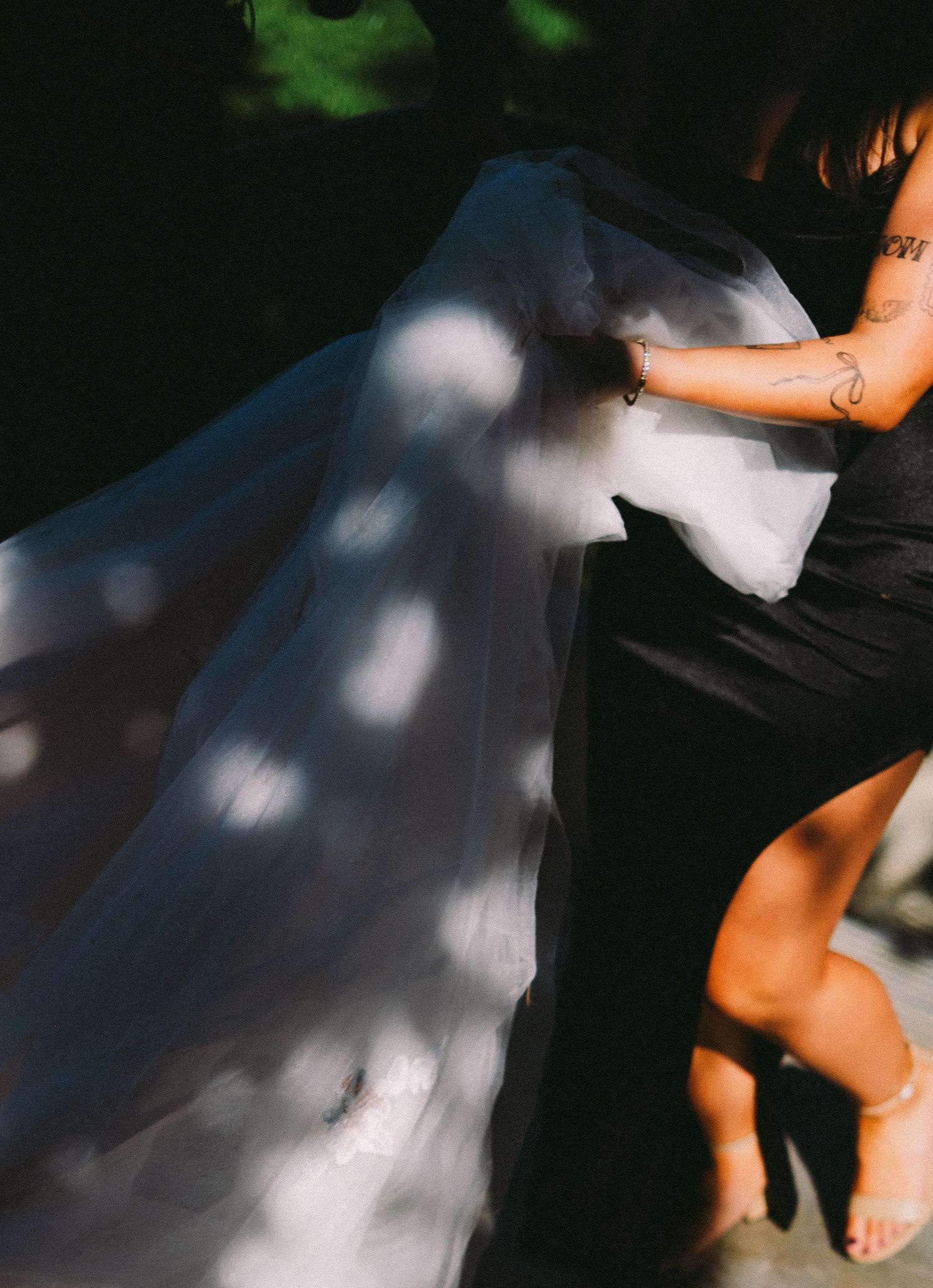 artsy editorial wedding dress hold