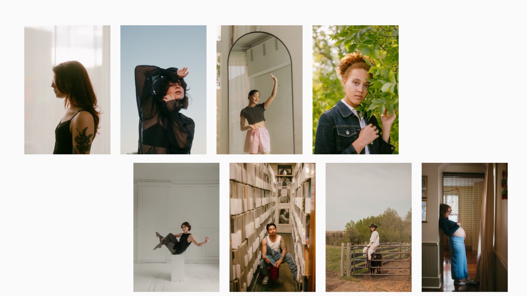 A collection of casual lifestyle and portrait photos arranged in a grid layout showing everyday moments and activities.