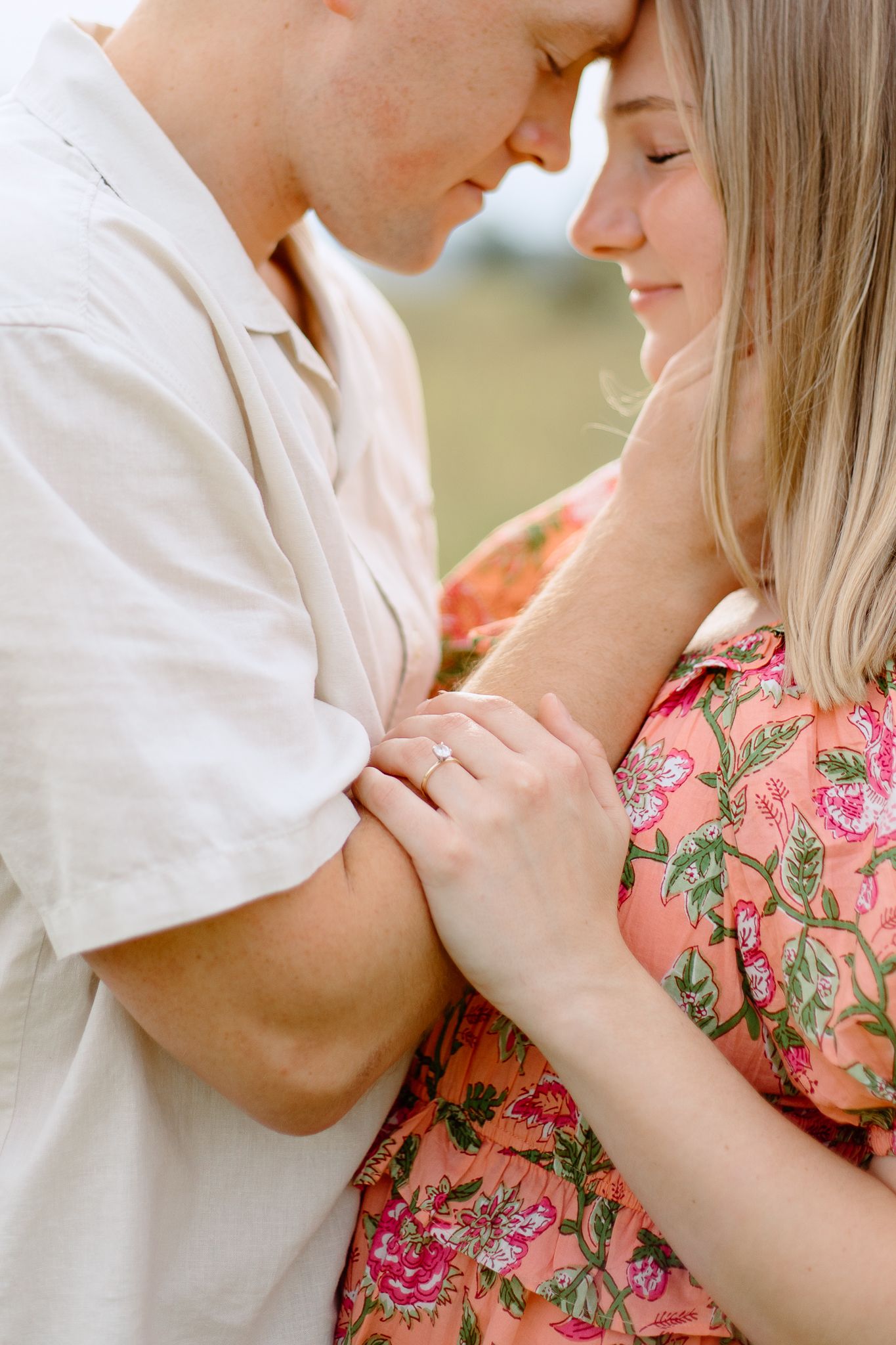 A romantic wedding couple shares an intimate moment in a series of four progressive close-up shots.