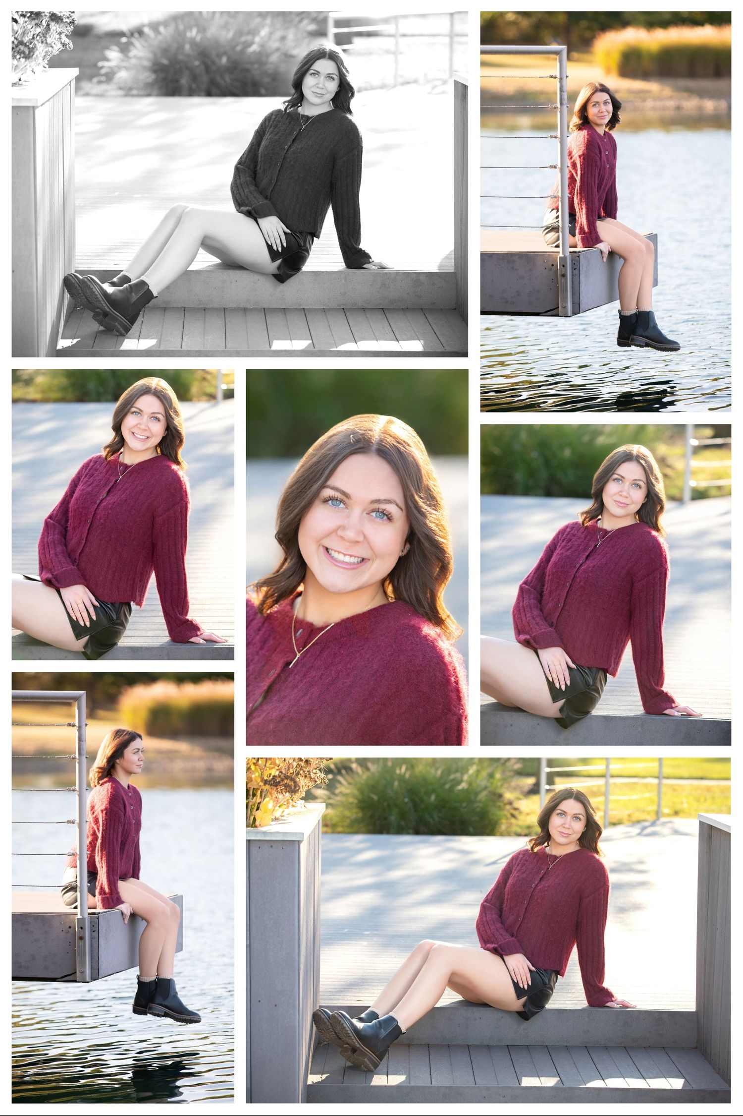 Fall senior pictures.  Senior pictures at an arboretum.  Boho senior pictures. Senior pics at a pond. Senior pictures in the fall.