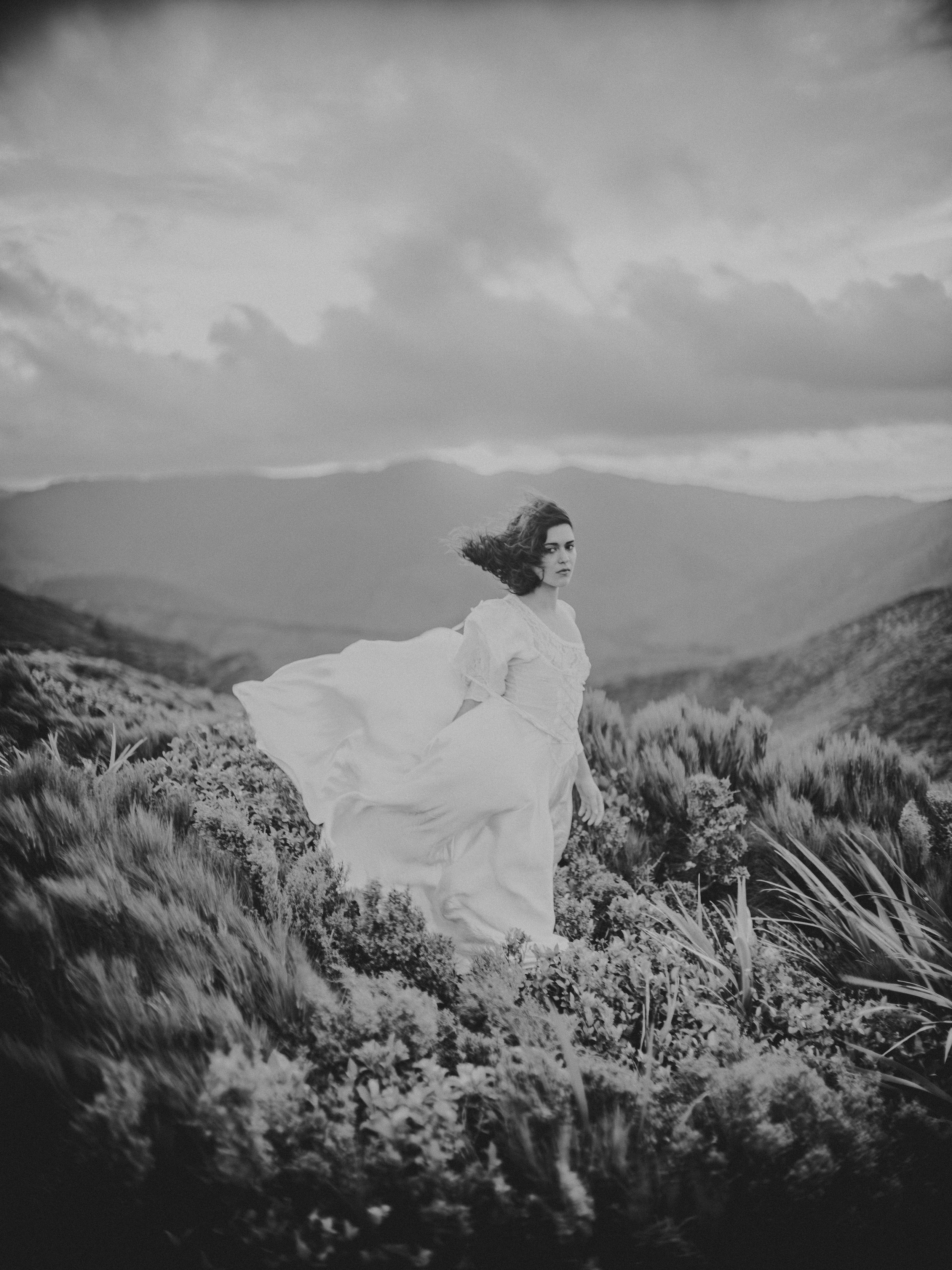 Model posing in Tararua Ranges, Upper Hutt, Wellington, New Zealand. 2025