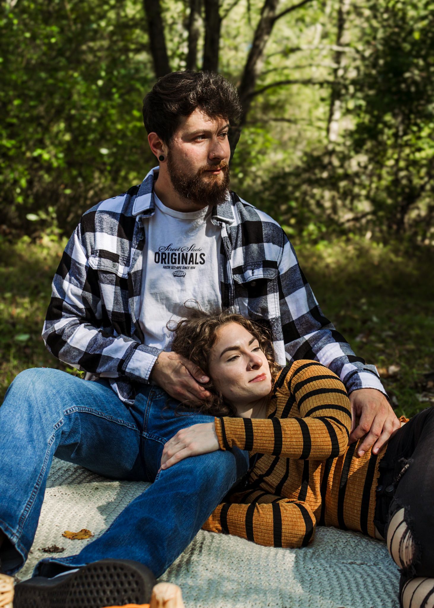 Couples outdoor photo session at the park outdoors love trees nature