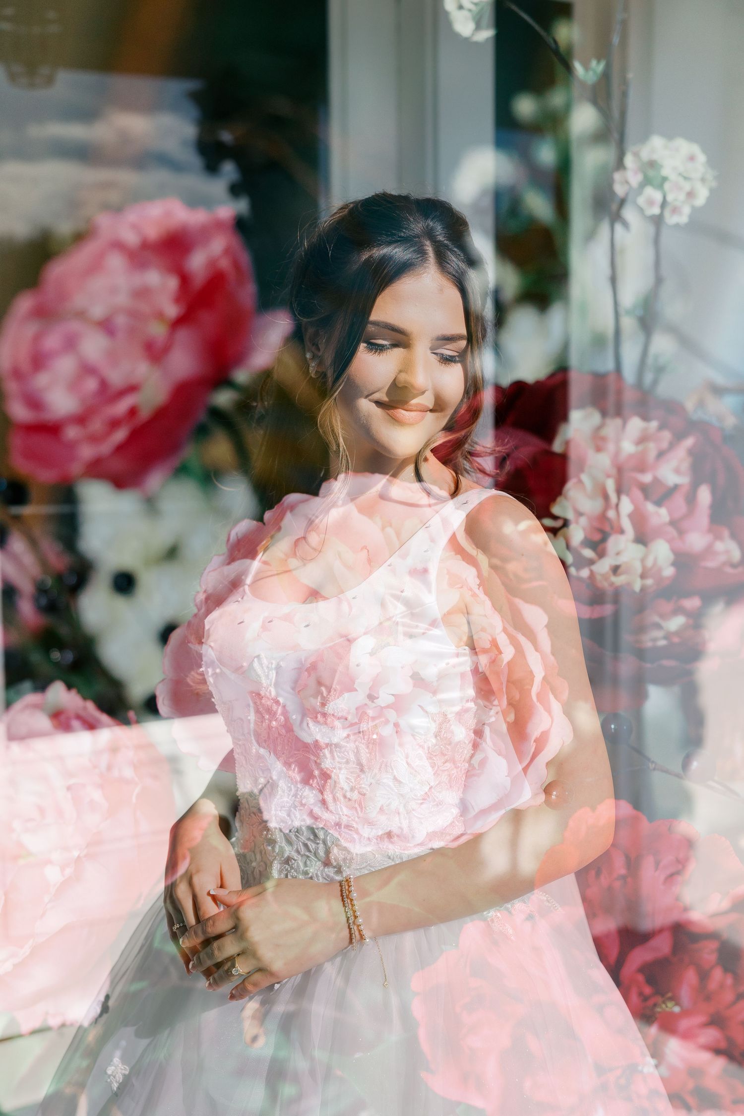 Bridal portraits at Arlington Mansion with multiple exposure.