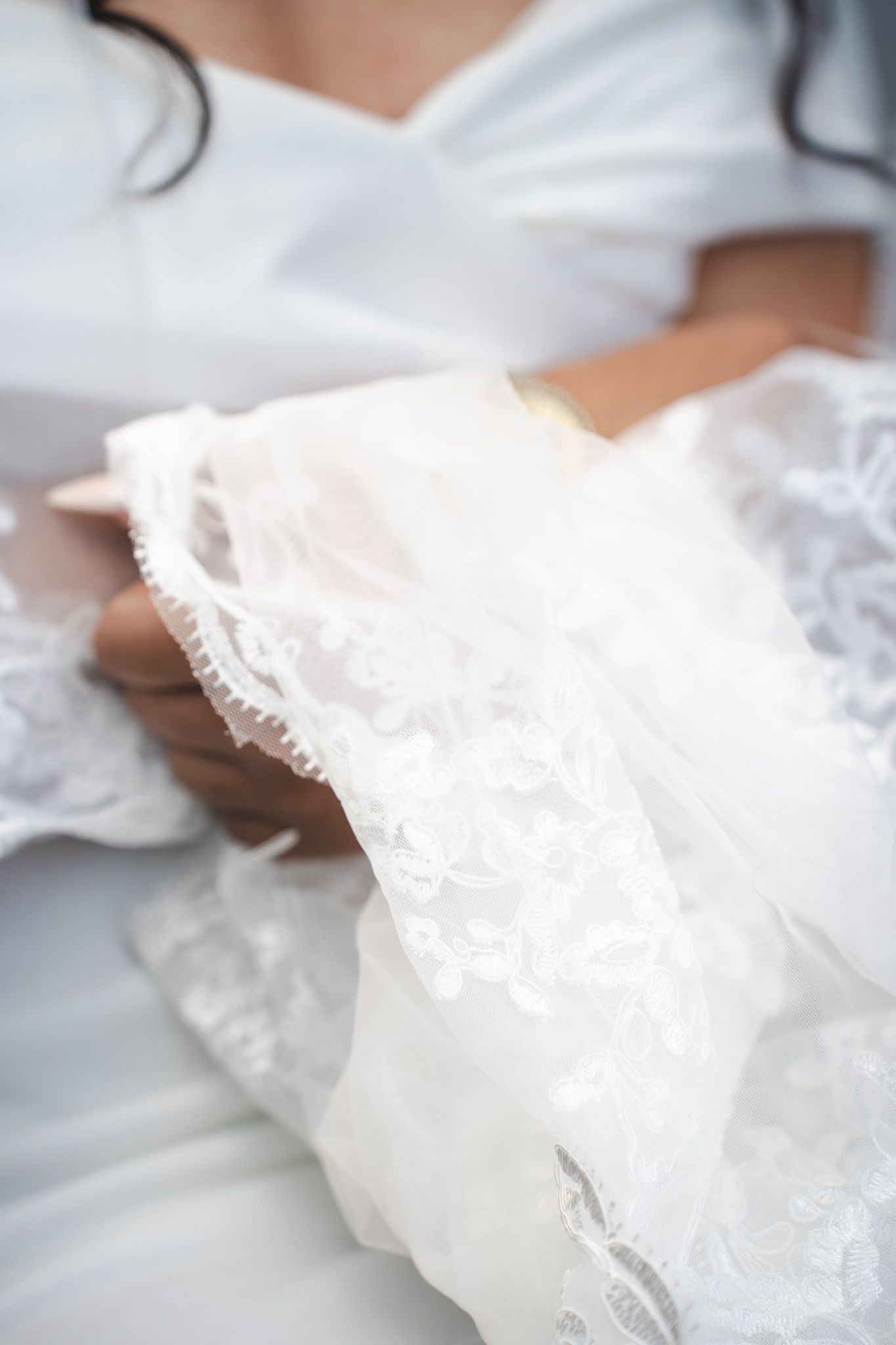 Details of wedding dress before Gibraltar Wedding