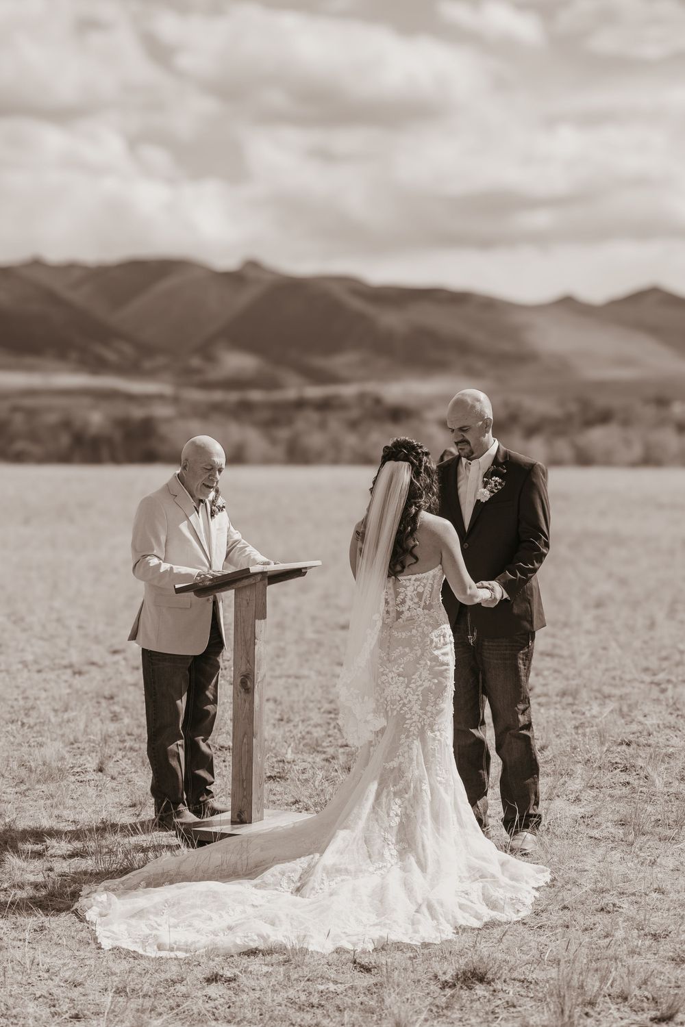 Western Bride & Groom during their wedding in Paradise Valley Montana Wedding and Elopement Photographer in Pray, Montana & Emigrant & Chico