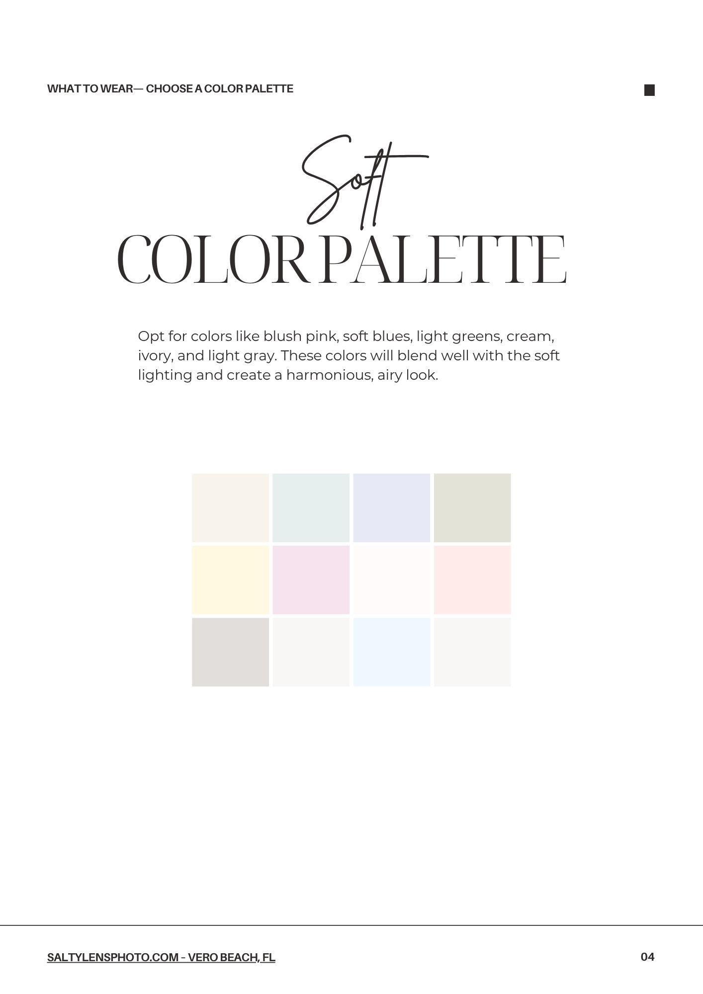 What to Wear for Beach Family Photography. Vero Beach Vacation Photographer. Color Palette.