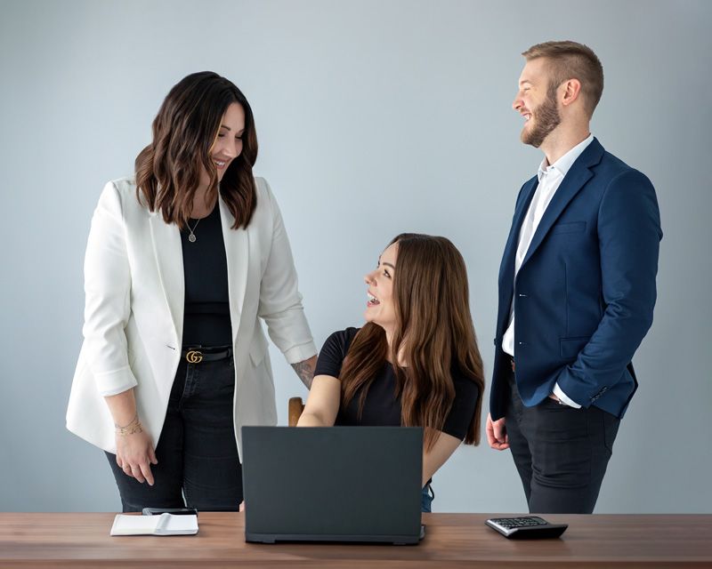 Personal Branding photo of realtor team with a neutral backgorund