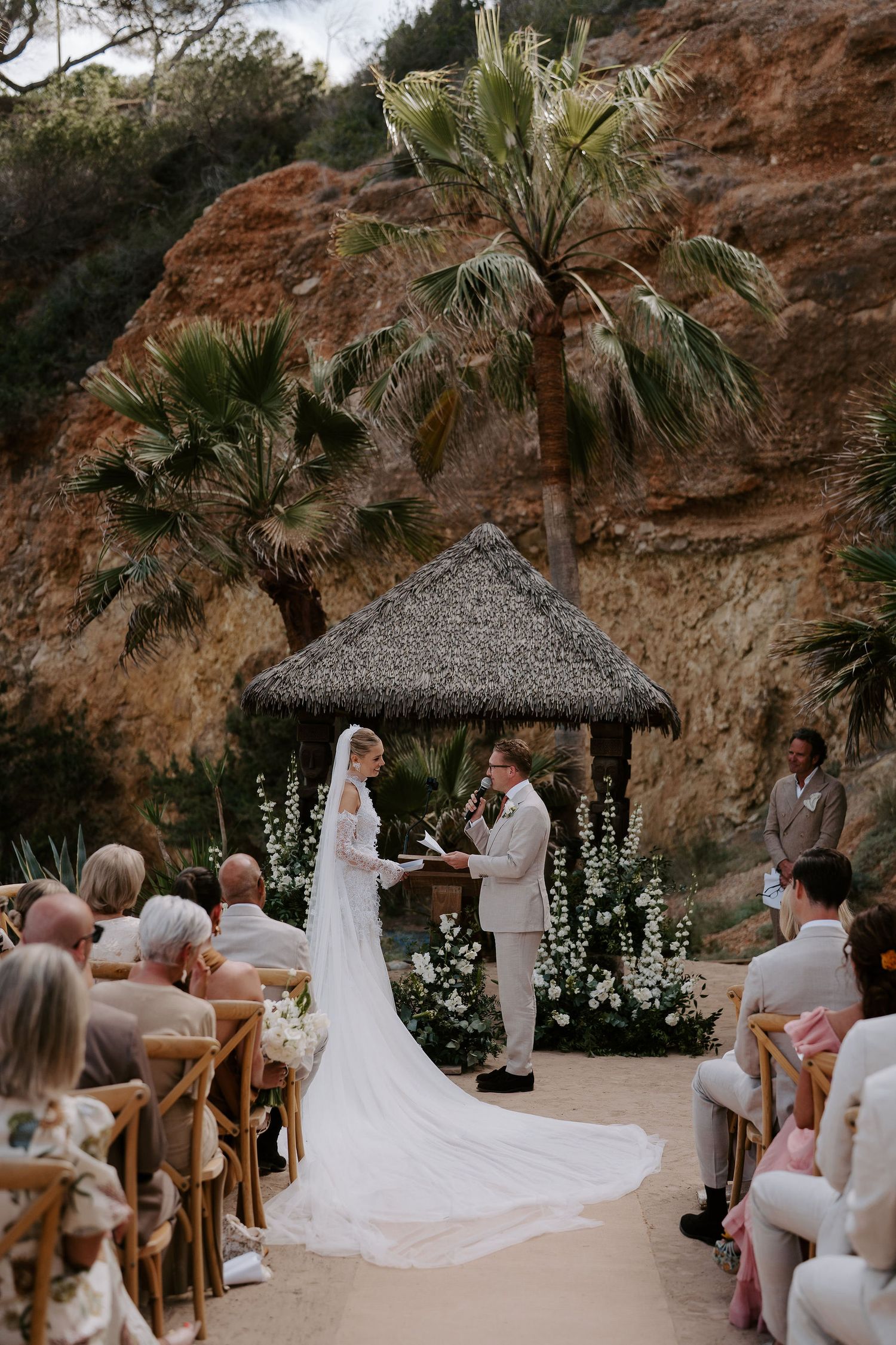groom reading his vows to bride during ceremony at amante ibiza