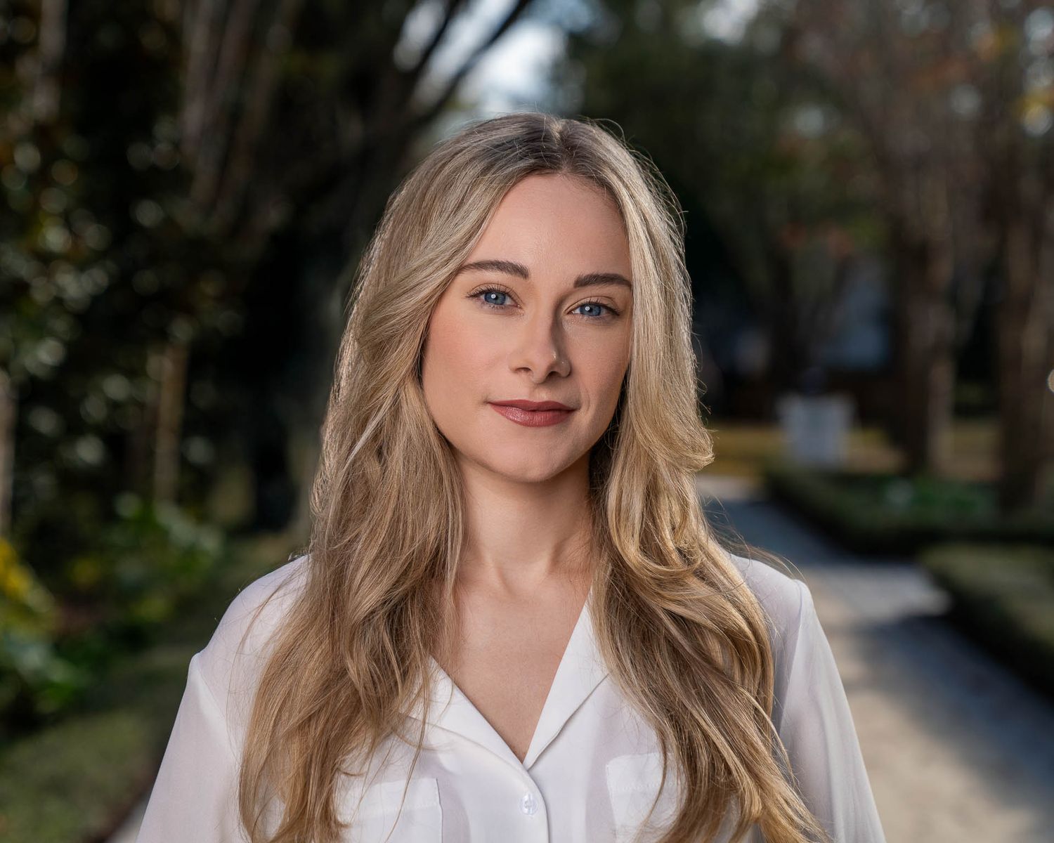 Natural light business headshot session in Charleston SC outdoor setting