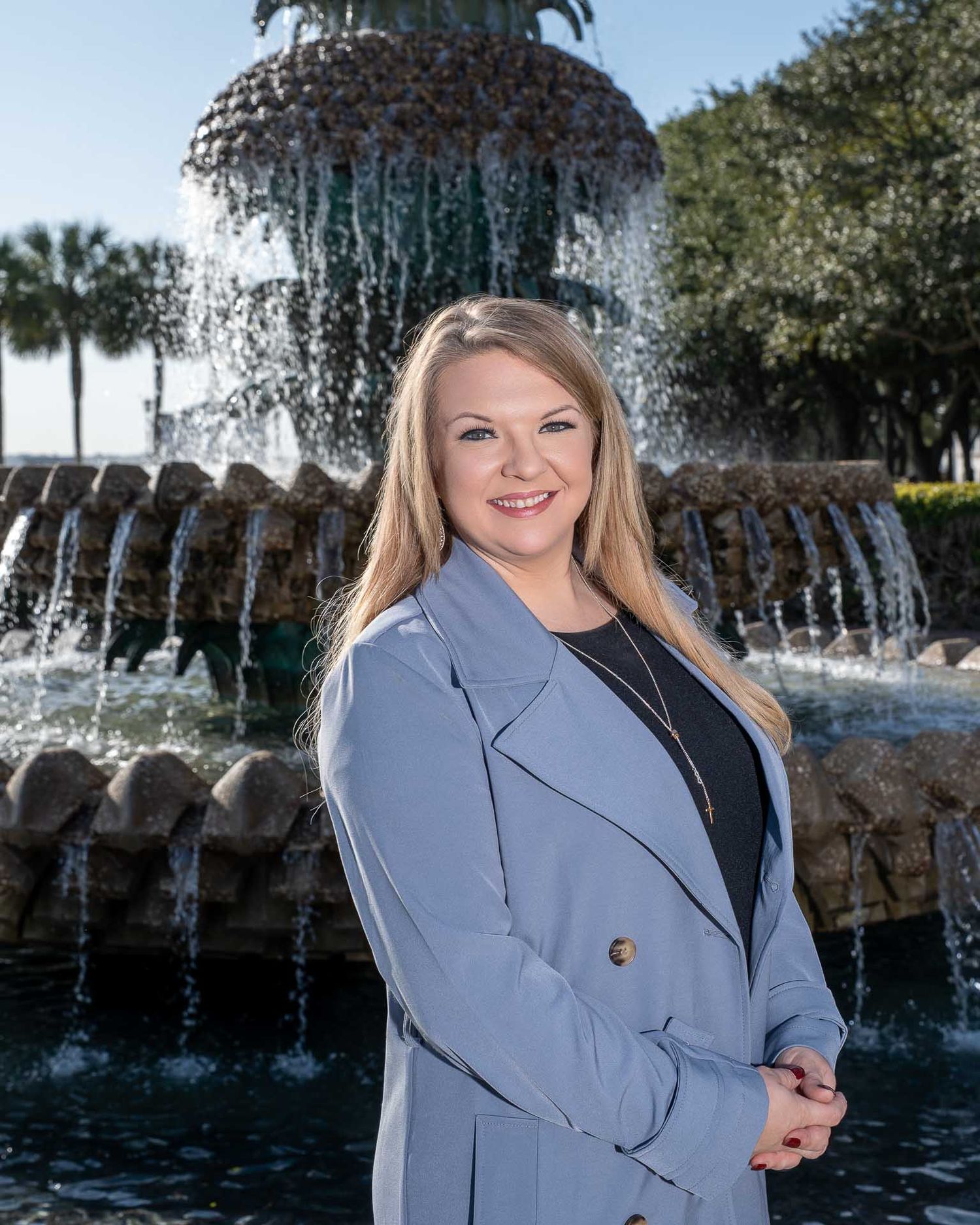 Downtown Charleston SC executive headshot with historic architecture backdrop