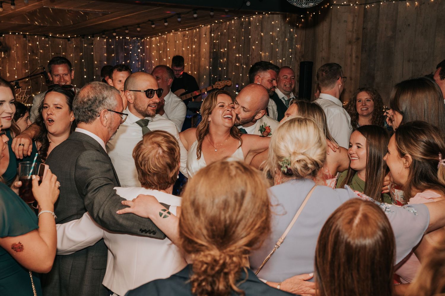 Evening wedding reception dance floor fun