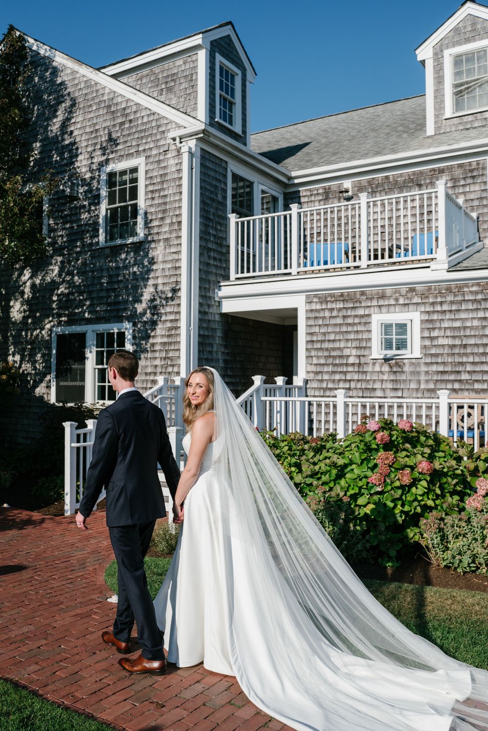 Couple just after saying I do at the stunning White Elephant in Nantucket, Massachusetts.