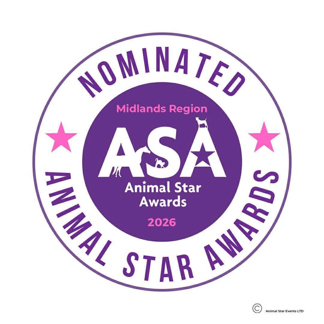 Purple and white circular logo for ASA Animal Star Awards 2026 Midlands Region nomination badge.