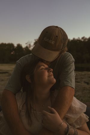 A series of tender embraces photographed during golden hour outdoors.