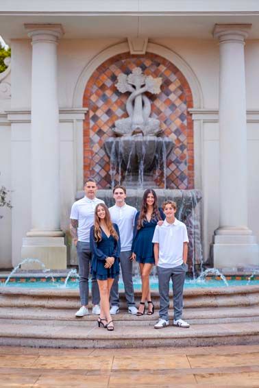 Elegant outdoor family portrait at the Waldorf Astoria in Orange County, California
