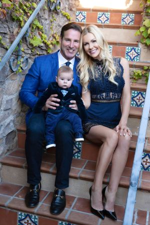 Beautiful Family in formal attire with baby in their Newport Coast home California
