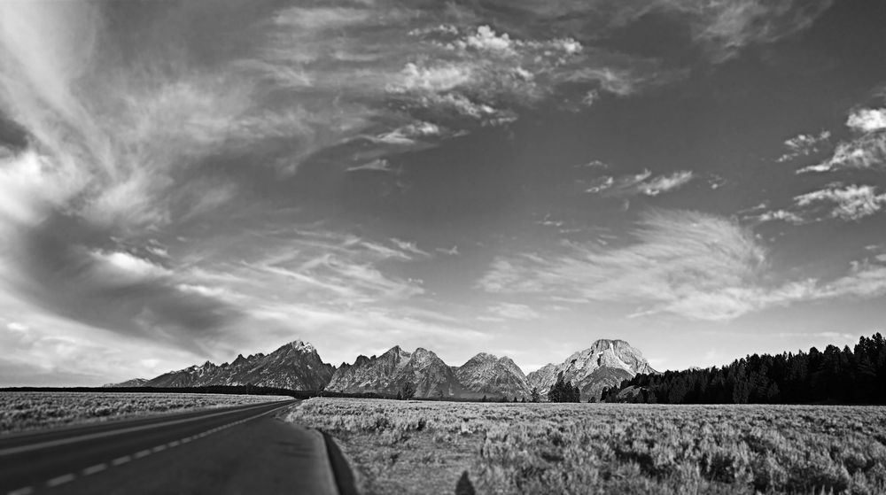 Grand Tetons National Park Wyoming in the Summer black and White