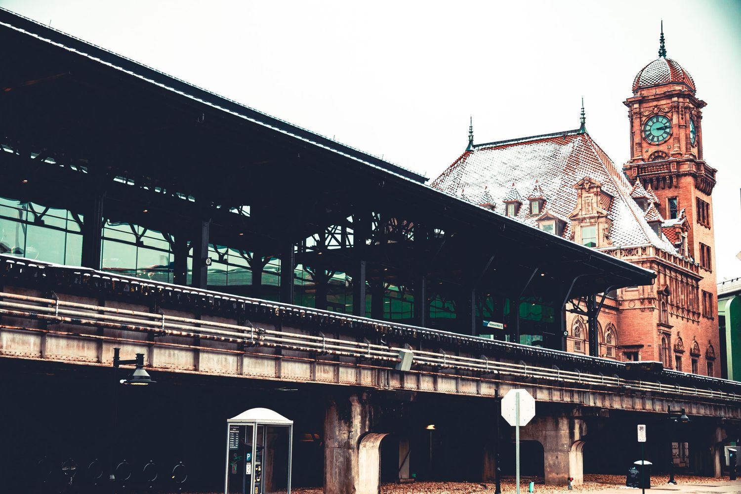 Historic Main Street Station in Richmond Virginia with its distinctive clock tower and elevated train platform.