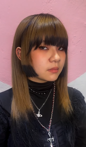 Hime haircut with black tips done by Angelis