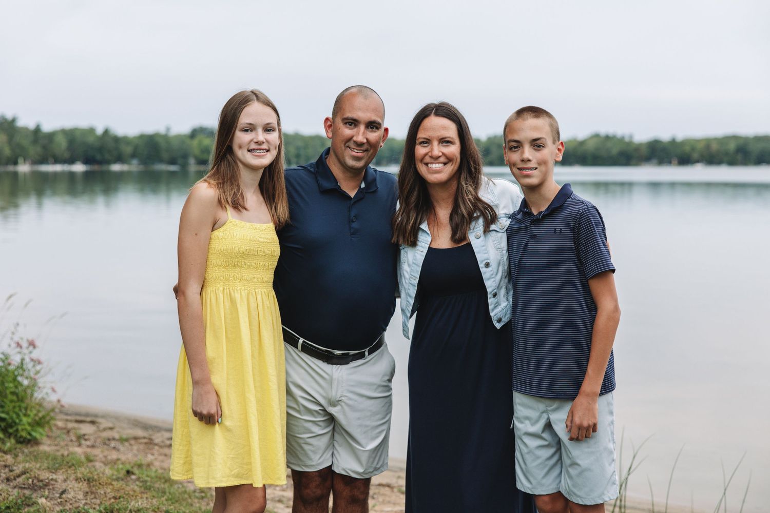 Outdoor family photo session near lakeside—Traverse City family photography.