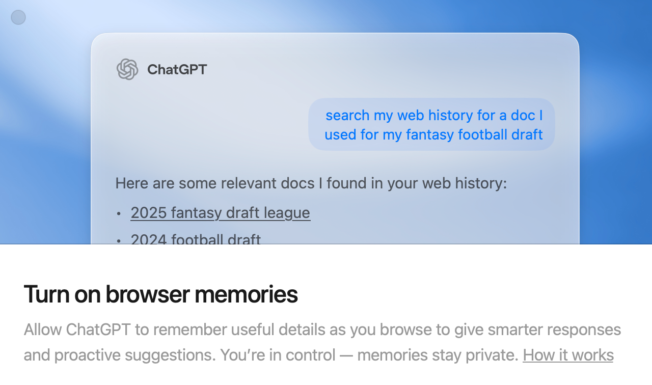 Screenshot of Atlas Ai browser settings