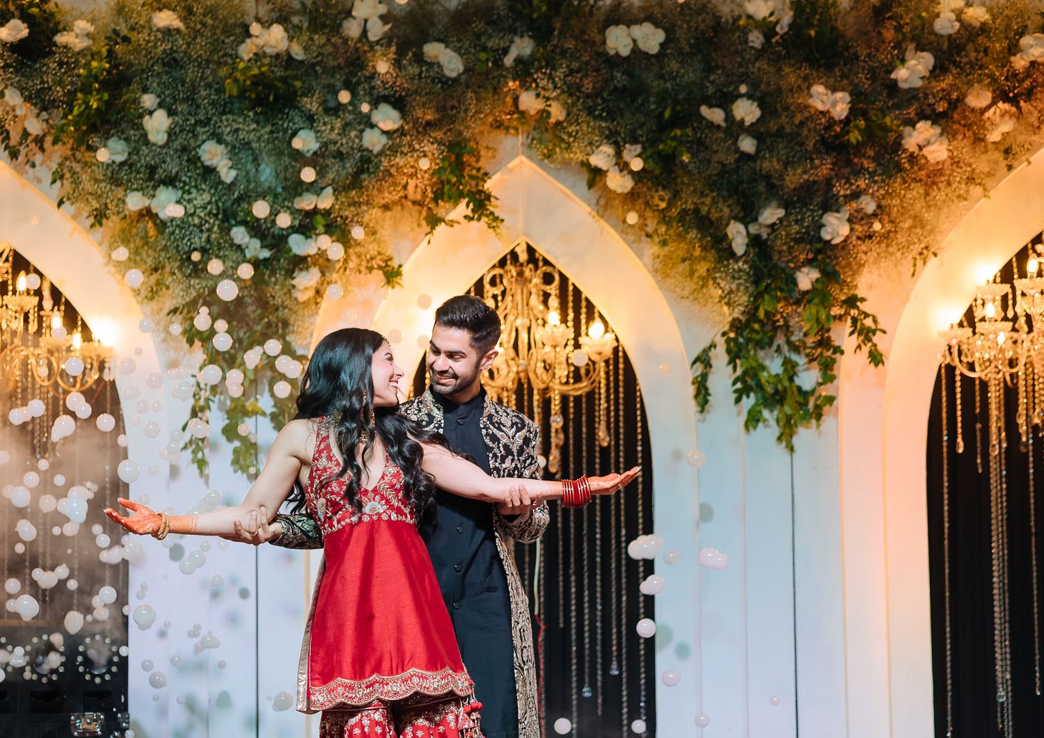 Shorye and Leah’s romantic couple performance at their Sangeet at Tivoli Chattarpur
