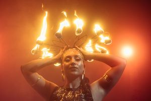 Cinematic brand storytelling photography in South Florida using fire performance and dramatic lighting for bold visual campaigns by MannyPor