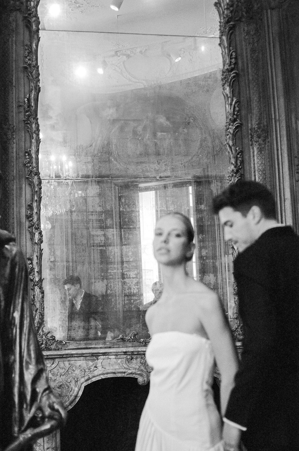 "Wedding photoshoot inspiration at Musée Rodin, featuring beautiful Paris film photographs and museum settings."