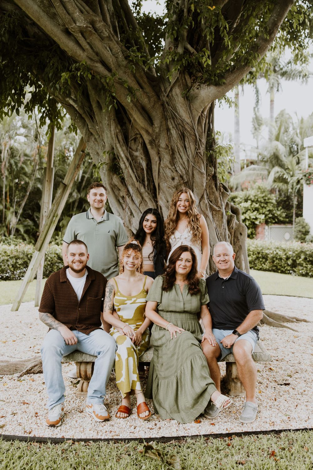 Large family photos in Downtown Palm Beach on the island, at a park and the beach captured by Lindsay McDow Photography