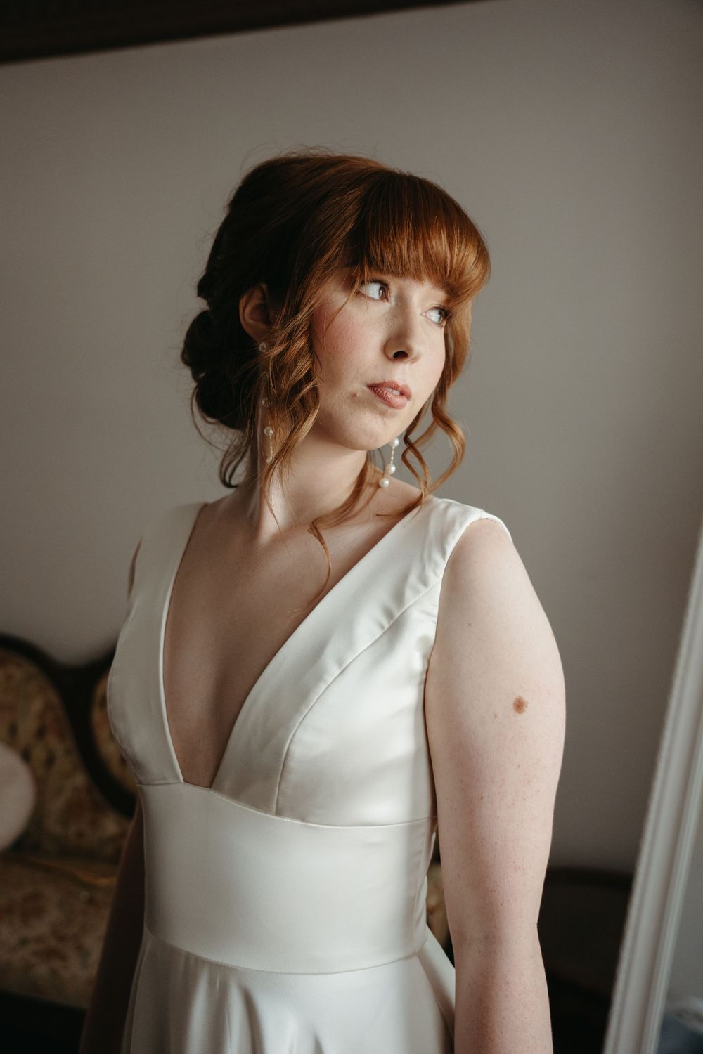 Elegant and edgy bridal portrait in Broken Arrow, Oklahoma at Willow Creek Mansion wedding venue